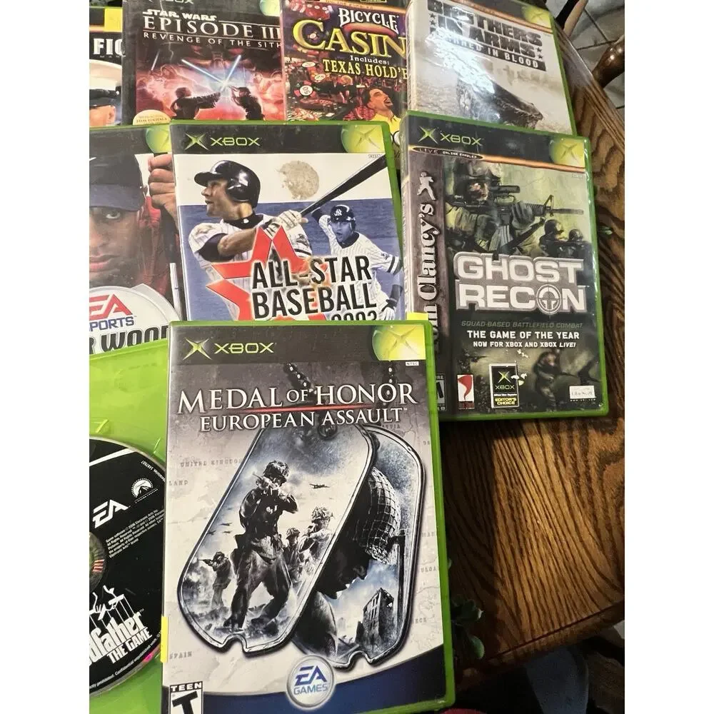 Microsoft Original Xbox NTSC Game Lot w/ Cases Star Wars, Ghost Recon, Sports